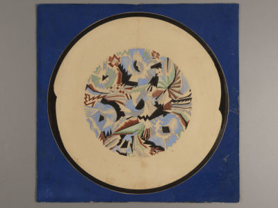 Н/х (Канди)нский(?). Эскиз росписи тарелки. Картон, гуашь. 1920-е гг. Диаметр 23,7 см. Размер 