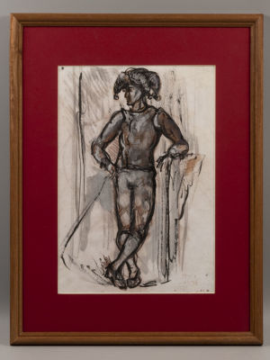 Манухин Я. Шут. 1971. Бумага, акварель. Размер по раме 42х32 см. Справа внизу подпись. Хорошее 