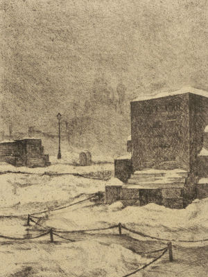 Ольшаницкая. Марсово поле. 1970-е гг. Литография. Размер изображения 31х23 см. Размер листа 