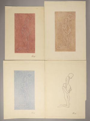 Рогов Е. Ню. 1970-е. Бумага, карандаш. 4 рисунка. Размер каждого ок. 42х30 см. Есть загрязнения 