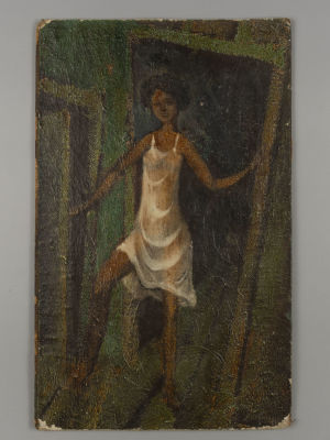 Н/х Руфь входящая к Воозу. Холст на оргалите, масло. Размер 31х20 см. Потёртости, загрязнения 