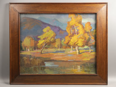 Отрешко А. Осенняя фантазия. 1965. Холст на картоне, масло. Размер изображения 43х54 см. Размер 