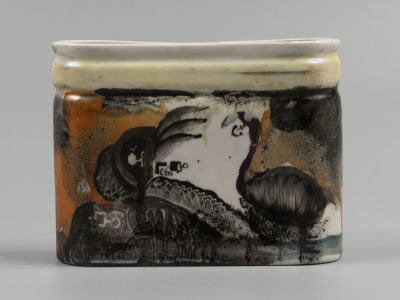 Карандашница. Авторская роспись. Н/Х. Фарфор ХХ в. Размер 11,5х3,8х8,8 см. Авторская 