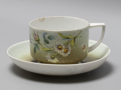 Чайная пара. Ромашки розы. Фарфор. Гарднер. 1870-1890-е гг. Размеры: чашка диаметр 8 см., 5,5 