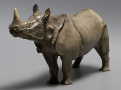 Авт. ск. Веселов. Носорог. Фарфор, роспись по бисквиту. ЛФЗ. Ассортиментный кабинет. 1980-е гг. 