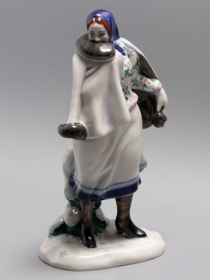 Авт. Б.М.Кустодиев., Е.П.Кубарская. &laquo;Плясунья&raquo; Статуэтка. Фарфор. ЛФЗ 1938 г. Размер: высота 21 