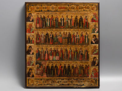 Икона Минея. Месяц июний. Темпера, левкас, сусальное золото. Кон. XIX – нач. ХХ в. Размер 35 