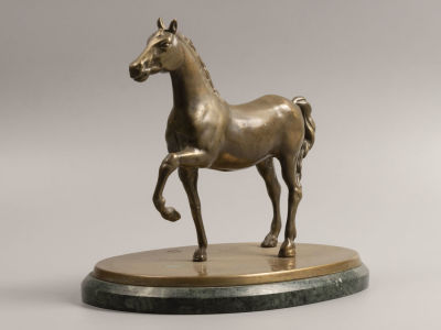 Лошадь. Статуэтка. Латунь, мраморный постамент. Западная Европа. Нач. ХХ в. Размер: высота 24,3 