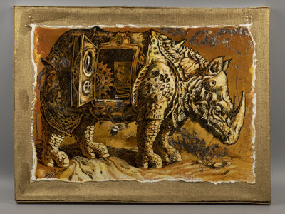 [Диалог с А. Дюрером] Феденко С. Механический носорог. 2009. Холст, смешанная техника. Размер 