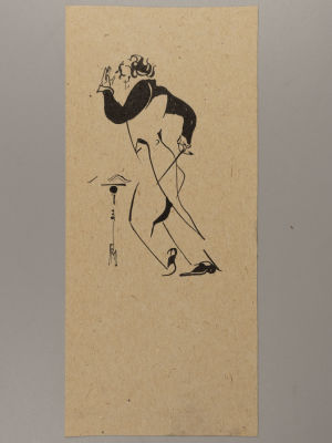 Молев А. Дирижер. Бумага, тушь, перо. 1989. Размер листа 21,5х9,5 см. Коллекционное состояние. 