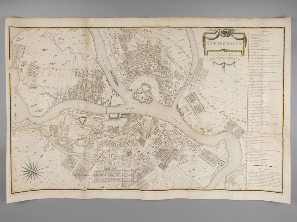 Карта. Санкт-Петербург времен императрицы Елизаветы Петровны. (на фр. яз.) Франция 1753 г. Размер 