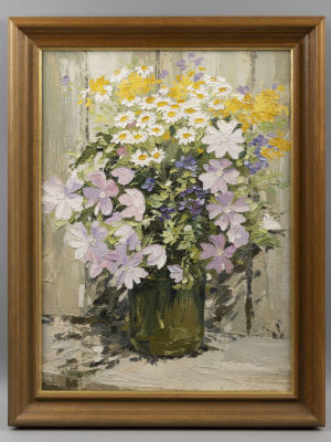 Скалон Е. Цветы. 1997. Холст, масло. Размер холста 40х29,5 см. Размер по раме 46х36 см. Хорошее 