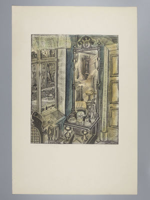 Блинов В. Санкт-Петербург. Зеркало. Цветная линогравюра. Размер изображения 35х28 см. Размер 