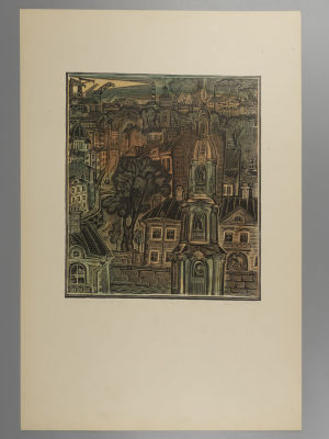 Блинов В. Санкт-Петербург. Андреевский собор. Цветная линогравюра. Размер изображения 43х35,5 