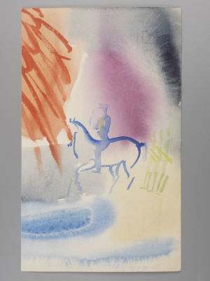 ГАВ Траугот. Ольга Берггольц (2/2) Победа! (на коне) 1978/2002. Бумага, акварель. Размер 28 