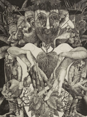 Яхнин О. Большой Кодекс. Анатомия Мужчины. Часть диптиха. 2000. Офорт. Размер изображения 28 