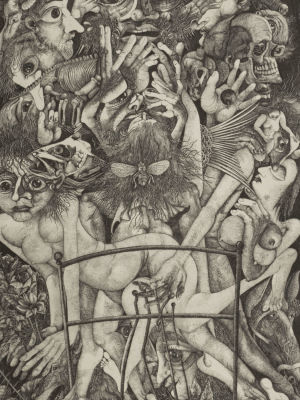 Яхнин О. Большой Кодекс. Анатомия Женщины. Часть диптиха. 2000. Офорт 29,6х22 см. Размер листа 