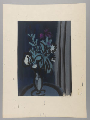 Ивлев П. Букет. 1965. Бумага, гуашь. Приклеено на паспарту 28,3х20,9 см. Дата создания 17.V.65 