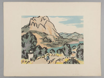 Ивлев П. Крым. Южный берег. 1963. Бумага, анилиновые краски. Размер 20х15,4 см. Приклеено на 