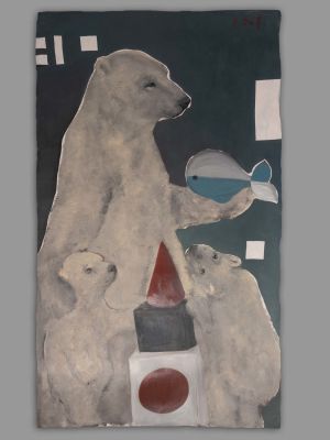 Лиана Эль-Сафади. Медведица-супрематическая. Бумага, масло. Размер 113х66 см. Хорошее состояние. 