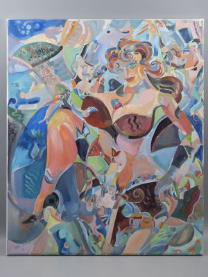 Самсонидзе Т. Золотая Мари или в окружении трех лунных францисков. 2021/2022. Холст, масло. 