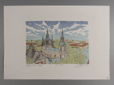 Сердюкова Н. Андреевский собор. 2016. Цветная литография. Размер изображения 18х25,5 см. Размер 