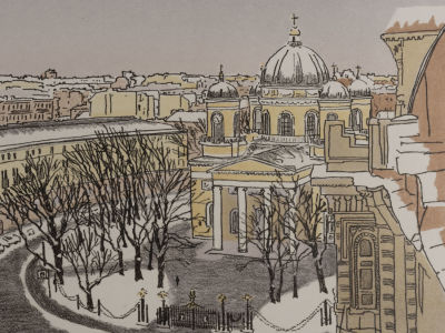 Сердюкова Н. Спасо-Преображенский. 2016. Цветная литография. Размер изображения 18х26 см. 