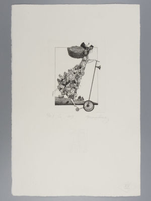 Колышкина М. На самокате. Иллюстрация к книге &laquo;Алиса в стране чудес&raquo;. 2014. Офорт. Размер 