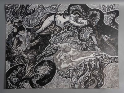 Эль-Сафади Виктор. Похищение Европы. Бумага, смешанная техника. Размер 60х80 см. Коллекционное 