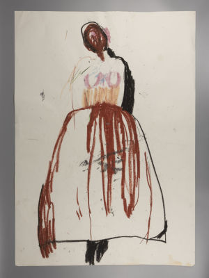 Хабарова Н. Балерина. 2017. Бумага, акрил, карандаш. Размер листа 86х61 см. Края потрёпаны 