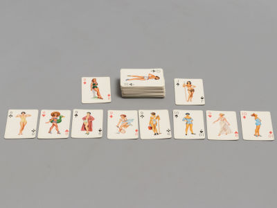 Эротика. Игральные карты, миниатюрные. Pin-Up-Girls. Baby size. 56 шт. ГДР. 1970-е гг. Размер 