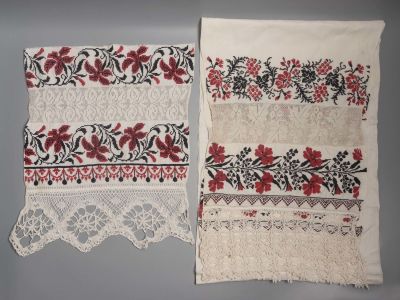 Рушник свадебный &laquo;Рябина&raquo; и заготовка для рушника. Лен, вышивка. Чернигов, Украина. 1890-е гг. Ра 
