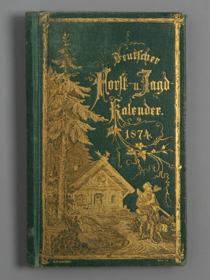 Обложка от записной книжки (зеленая). Картон, золотое тиснение, ткань. Берлин. 1874 г. Размеры: 