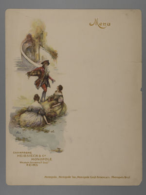 Меню. Галантная сцена. Литографическая печать. Heidrick &Co Реймс, Франция Начало ХХ в. Размер 