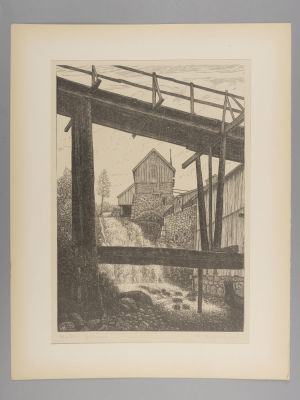 Бернхард В. (Berbhard W.) Мост. XX в. Эстамп. Размер изображения 24,5х17 см. Размер по паспарту 