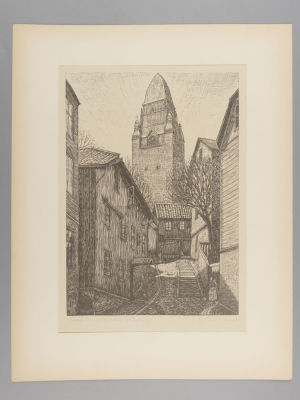 Бернхард В. (Berbhard W.) Улица. XX в. Эстамп. Размер изображения 22,5х15,5 см. Размер по 