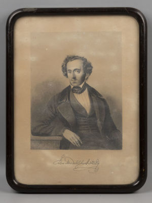 Композитор Ф. Мендельсон. Портрет. Гравюра XIX в. Размер по раме 24х18,5 см. Hildebrandt del. 