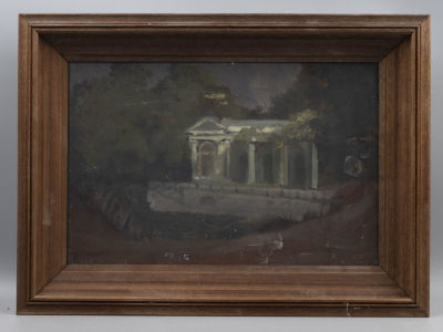 [Коллекция худ. К. Иванова] Липгарт Э. Павильон в Михайловском саду (?). Картон, масло. Размер 