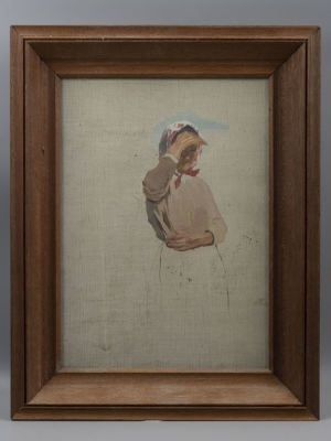 [Коллекция худ. К. Иванова.] Липгарт Э. Этюд. Крестьянка. Холст, масло. Размер изображения 28х21 см