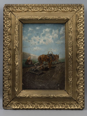 Н\х. Пашня. XIX в. Холст, масло. Размер холста 20х14 см. Размер по раме 30х24 см. Справа внизу 