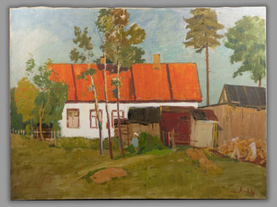 Мыльников А. Дача. 1976. Холст, масло. Размер 60,6х80 см. Экспертное заключение. Справа внизу 