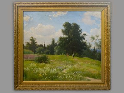 Щербаков Б. Летний пейзаж. Холст, масло. Размер холста 80х90 см. Размер по раме 99х109 см. Слева 