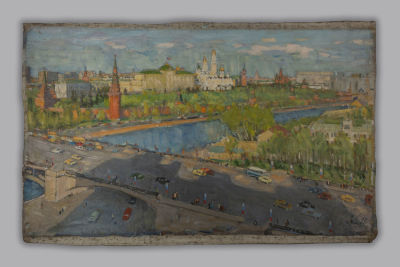 Выржиковский Э. Москва. 1987. Холст, масло. Размер 60х100. Справа внизу подпись. Потертости 