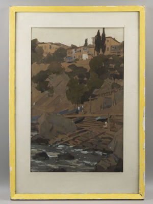 Рейнер Г. Улочка в Гурзуфе. 1963. Бумага, смешанная техника. Размер изображения 44х28 см. Размер 