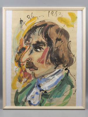 Н\х. Портрет Н.В.Гоголя. 1983. Бумага, смешанная техника. Размер по раме 63х43 см. Внизу подпись 