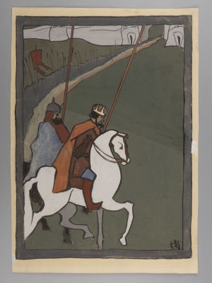 Н\х. Иллюстрация к Сказке А.С.Пушкина. 1936. Бумага, гуашь. Размер 39х27,5 см. Справа внизу: 