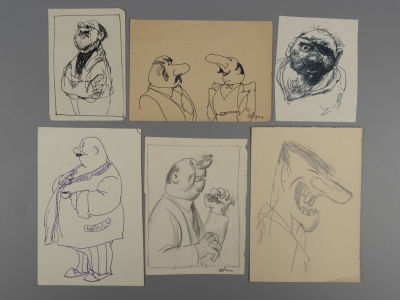 Обозненко Д. 6 набросков на тему "Типажи". Бумага, смешанная техника. Размер каждого листа ~ 14 