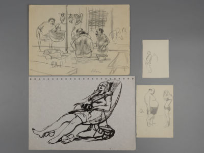 Обозненко Д. 4 наброска на тему "Ситуации". Бумага, смешанная техника. Размер каждого листа ~ от 