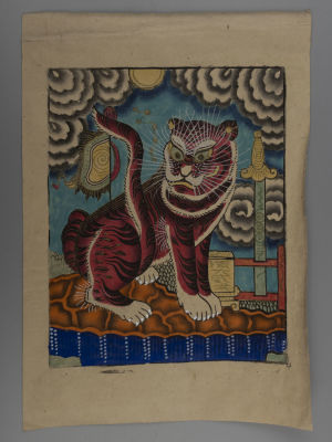 Н\х. Тигр. Бумага, смешанная техника. Размер изображения 20х25 см. Размер листа 24х35 см. Есть 