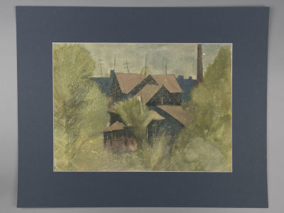 Беззубов Ю. Летний полдень. 1975. Бумага, смешанная техника. Размер изображения 28,5х40 см. Разме 